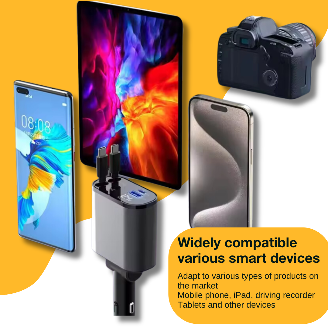 Simplify Your Life – 4 in 1 Retractable Phone Charger for Car | AngelToShop™
