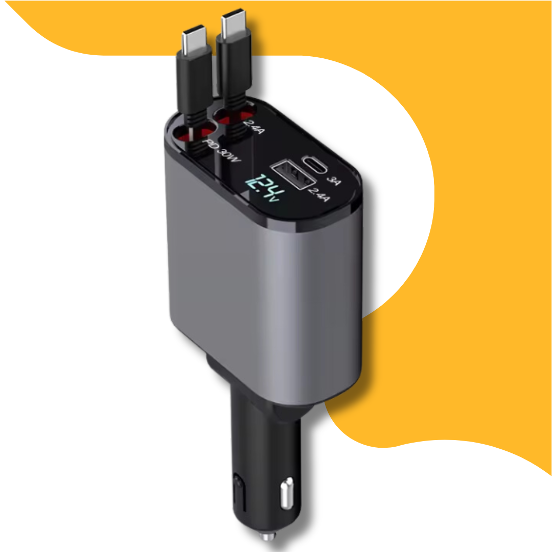 Simplify Your Life – 4 in 1 Retractable Phone Charger for Car | AngelToShop™