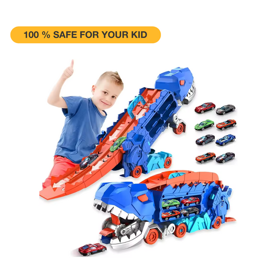 Transport Dinosaur Truck with Foldable Sliding - Non-Toxic - 100% Safe for Kids